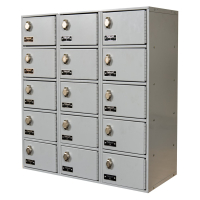 Hallowell 5-Tier 3-Wide Mobile Device Box Locker, Assembled 27" W x 12" D x 30.5" H, Light Grey