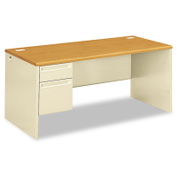 HON 38000 66" W Single Pedestal Office Desk, Left