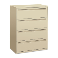 HON Brigade 794LL 4-Drawer 42" Wide Lateral File Cabinet, Letter & Legal Size, Putty