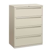 HON Brigade 794LQ 4-Drawer 42" Wide Lateral File Cabinet, Letter & Legal Size, Light Gray