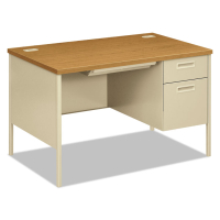 HON Metro Classic 48" W Single Pedestal Teacher Desk, Right, Harvest Putty