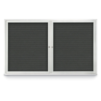 United Visual Products 60" x 36" Double Door Enclosed Indoor Letterboard with Felt Grooved Board, & Satin Anodized Aluminum Frame