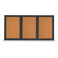 United Visual Products UV306 72" x 36" Triple Door Traditional Indoor Enclosed Bulletin Boards
