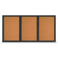 United Visual Products UV308 96" x 48" Triple Door Traditional Indoor Enclosed Bulletin Boards