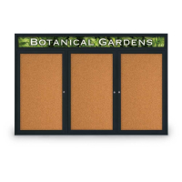United Visual Products UV334H 72" x 48" Triple Door Traditional Indoor Enclosed Bulletin Boards With Header