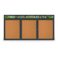United Visual Products UV335H 96" x 48" Triple Door Traditional Indoor Enclosed Bulletin Boards With Header