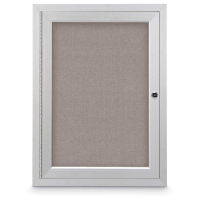 United Visual Products 18" x 24" Single Door Traditional Outdoor Enclosed Corkboard with Fabric Backing Board, & Satin Anodized Aluminum Frame
