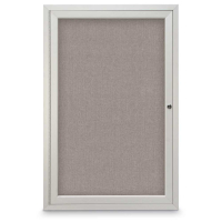 United Visual Products 24" x 36" Single Door Traditional Outdoor Enclosed Corkboard with Fabric Backing Board, & Satin Anodized Aluminum Frame