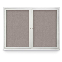 United Visual Products 48" x 36" Double Door Traditional Outdoor Enclosed Corkboard with Fabric Backing Board, & Satin Anodized Aluminum Frame