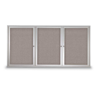 United Visual Products 72" x 36" Triple Door Traditional Outdoor Enclosed Corkboard with Fabric Backing Board, & Satin Anodized Aluminum Frame
