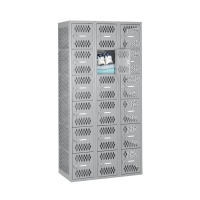 Tennsco Ventilated Assembled 6-Tiered Box Locker 3 Wide Unit-36" W x 18" D x 72" H without Legs - Shown in Light Grey