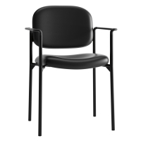 HON Scatter SofThread Leather Stacking Guest Chair, Black