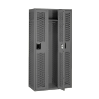 Tennsco Ventilated Assembled Single Tier 3-Wide Metal Lockers without Legs