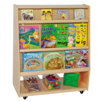 Wood Designs Childrens School Library Mobile Shelving Display and Storage Unit