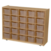 Wood Designs 25-Cubby Classroom Storage with Clear Trays, 38" H x 48" W x 15" D