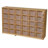 Wood Designs 30-Cubby Classroom Storage with Clear Trays, 38" H x 58" W x 15" D