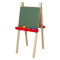 Wood Designs Double Adjustable Easel with Chalkboard, Red
