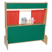 Wood Designs Deluxe Puppet Theater with Chalkboard, Red