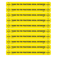 National Marker 2.25" x 20" Temp-Step Vinyl Social Distancing Floor Decal, Pack of 10 (Shown in Yellow)