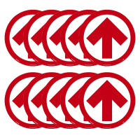 National Marker 8" Round Temp-Step Vinyl Red Arrow Floor Decal, Pack of 10