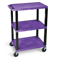 Luxor Tuffy 3-Shelf 18" x 24" Plastic Utility Cart, (Shown in Purple)