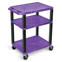 Luxor 3-Shelf 34" H Tuffy AV Cart (Shown in Purple /Black)