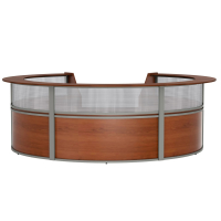 Linea Italia 142" W Curved 5-Section Office Reception Desk with Clear Acrylic Panel