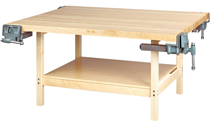 Diversified Woodcrafts Maple Top Wood Workbench, 4 Vises