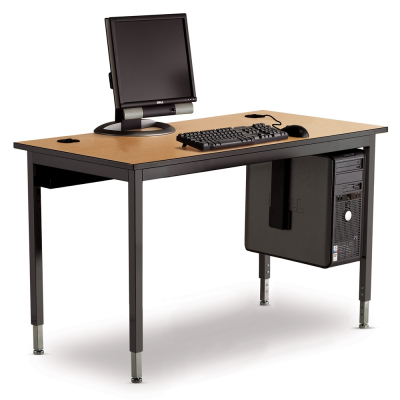 Smith Carrel 1500 Series 60" W x 30" D Height Adjustable Laminate Computer Desk (Shown with Oak Top / Black Legs, CPU mount not included)
