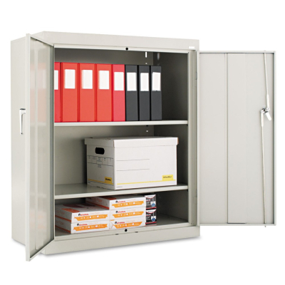 Alera CM4218LG 36" W x 18" D x 42" H Storage Cabinet in Light Grey, Assembled
