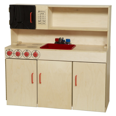 Wood Designs 5-N-1 Kitchen Center Dramatic Play Set, Red