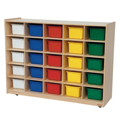 Wood Designs 25 Cubbie Tray Classroom Storage with Assorted Cubbie Trays