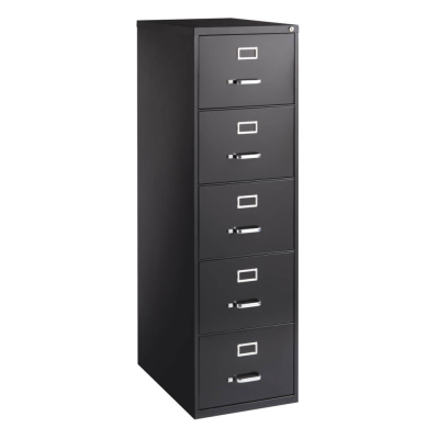 Hirsh 5-Drawer 26.5" Deep Vertical File Cabinet, Black