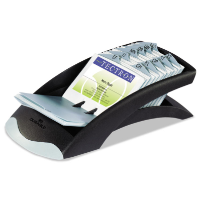 Durable Visifix Desk Business Card File Holds 200 4 1/8" x 2 7/8" Cards, Graphite/Black