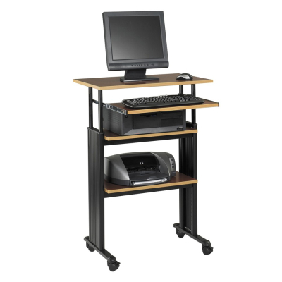 Safco 35" - 49" H Adjustable Height Stand-Up Workstation, Cherry/Black