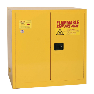 Eagle 6410 Self Close Two Door Flammable Safety Cabinet, 60 Gallons, Yellow