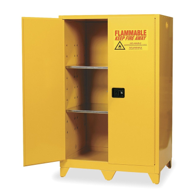Eagle 1992LEGS Manual Two Door Flammable Tower Safety Cabinet with Legs, 90 Gallons, Yellow
