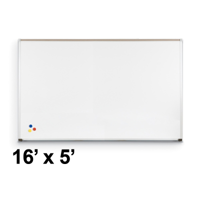 Best-Rite 202AQ Aluminum Trim 16 ft. x 5 ft. Porcelain Magnetic Whiteboard 