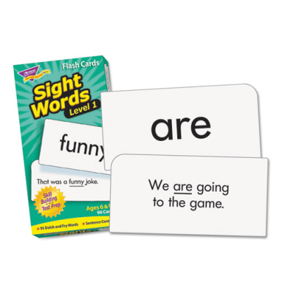 Trend Sight Words Set 1 Skill Drill Flash Cards, 3-3/8" x 6-1/4", 96/Pack