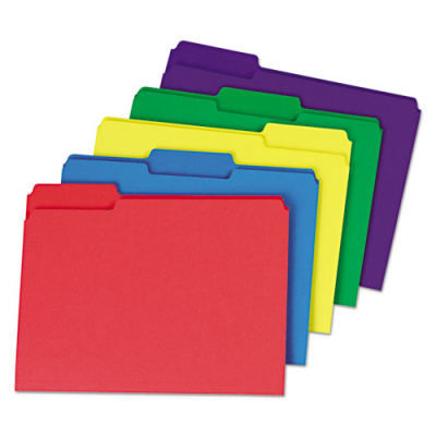 Universal One Heavyweight 1/3 Cut Tab Letter File Folder, Red, 100/Box