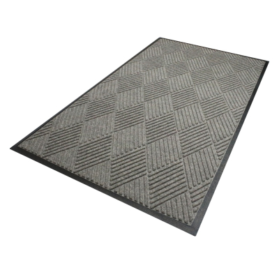 WaterHog Diamond 208 3' x 5' Rubber Back Polypropylene Indoor/Outdoor Scraper Floor Mat (Shown in Grey)