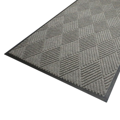 WaterHog Diamond 3' x 10' Rubber Back Polypropylene Indoor/Outdoor Scraper Floor Mat (Shown in Grey)