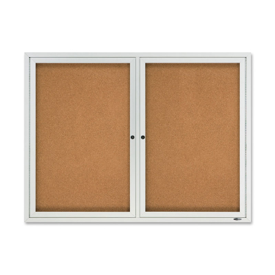 Quartet 2124 Outdoor 2 Door 4 ft. x 3 ft. Aluminum Enclosed Cork Bulletin Board
