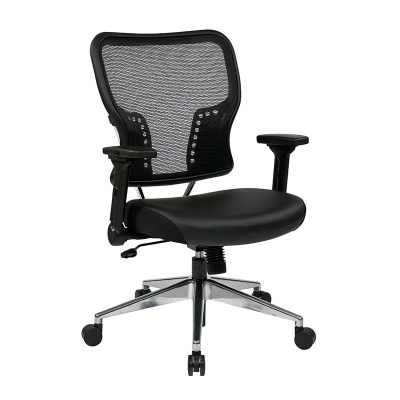 Office Star AirGrid Mesh-Back Eco-Leather Mid-Back Task Chair, 213-E37P91F3