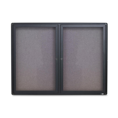 Quartet Indoor 4' x 3' Graphite Frame Enclosed Fabric Bulletin Board Cabinet