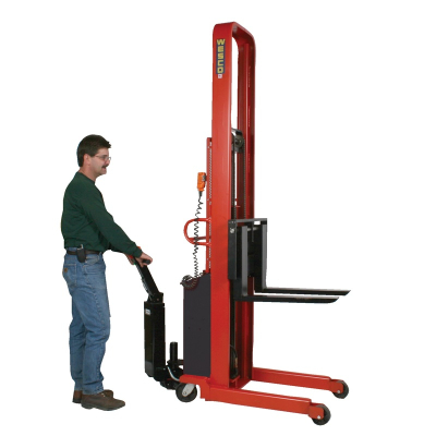 Wesco PSFL-56-25-15S-1.5K-PD 56" Lift 1500 lb Load Powered Fork Stacker with Power Drive