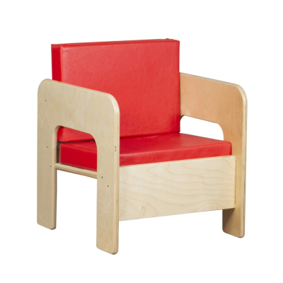Wood Designs 13" H Kindergarten Chair, Red Cushion