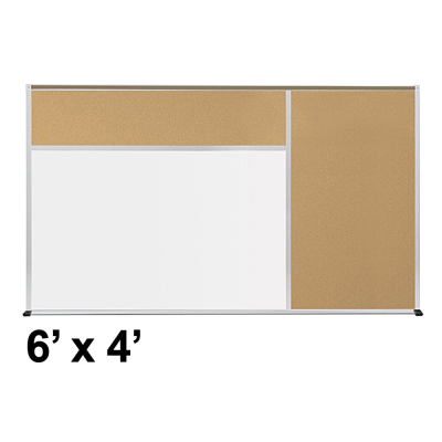 Best-Rite Style-D 6 x 4 Tackboard and Porcelain Magnetic Combination Whiteboard (Shown in Natural Cork)