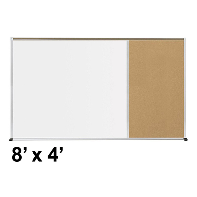 Best-Rite Style-E 8 x 4 Tackboard and Porcelain Magnetic Combination Whiteboard (Shown in Natural Cork)