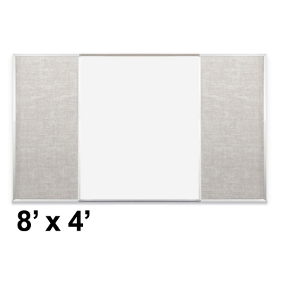 Best-Rite Style-F 8 x 4 Combo-Rite Tackboard and Porcelain Magnetic Combination Whiteboard (Shown in Sterling)